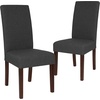 image:imageFlash Furniture Greenwich Series Black LeatherSoft Upholstered Panel Back MidCentury Parsons Dining ChairGray Fabric