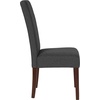 image:imageFlash Furniture Greenwich Series Black LeatherSoft Upholstered Panel Back MidCentury Parsons Dining ChairGray Fabric