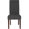 image:imageFlash Furniture Greenwich Series Black LeatherSoft Upholstered Panel Back MidCentury Parsons Dining ChairGray Fabric