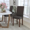 image:imageFlash Furniture Greenwich Series Black LeatherSoft Upholstered Panel Back MidCentury Parsons Dining ChairGray Fabric
