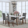 image:imageFlash Furniture Greenwich Series Black LeatherSoft Upholstered Panel Back MidCentury Parsons Dining ChairLight Gray Fabric
