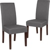 image:imageFlash Furniture Greenwich Series Black LeatherSoft Upholstered Panel Back MidCentury Parsons Dining ChairLight Gray Fabric