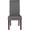 image:imageFlash Furniture Greenwich Series Black LeatherSoft Upholstered Panel Back MidCentury Parsons Dining ChairLight Gray Fabric