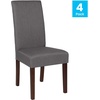 image:imageFlash Furniture Greenwich Series Black LeatherSoft Upholstered Panel Back MidCentury Parsons Dining ChairLight Gray Fabric