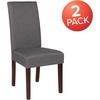 image:imageFlash Furniture Greenwich Series Black LeatherSoft Upholstered Panel Back MidCentury Parsons Dining ChairLight Gray Fabric