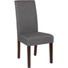 image:imageFlash Furniture Greenwich Series Black LeatherSoft Upholstered Panel Back MidCentury Parsons Dining ChairLight Gray Fabric