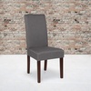 image:imageFlash Furniture Greenwich Series Black LeatherSoft Upholstered Panel Back MidCentury Parsons Dining ChairLight Gray Fabric