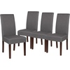 image:imageFlash Furniture Greenwich Series Black LeatherSoft Upholstered Panel Back MidCentury Parsons Dining ChairLight Gray Fabric