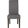 image:imageFlash Furniture Greenwich Series Black LeatherSoft Upholstered Panel Back MidCentury Parsons Dining ChairLight Gray Fabric