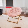 image:imageFlash Furniture Gwen Kids Cozy Mini Folding Saucer Chair  Navy Faux Fur Moon Chair  Soft Gold Metal Frame  23 Portable Folding Chair For Living Room or BedroomBlushSoft Gold