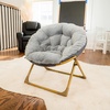 image:imageFlash Furniture Gwen Kids Cozy Mini Folding Saucer Chair  Navy Faux Fur Moon Chair  Soft Gold Metal Frame  23 Portable Folding Chair For Living Room or BedroomGraySoft Gold