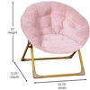 image:imageFlash Furniture Gwen Kids Cozy Mini Folding Saucer Chair  Navy Faux Fur Moon Chair  Soft Gold Metal Frame  23 Portable Folding Chair For Living Room or BedroomBlushSoft Gold