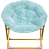 image:imageFlash Furniture Gwen Kids Cozy Mini Folding Saucer Chair  Navy Faux Fur Moon Chair  Soft Gold Metal Frame  23 Portable Folding Chair For Living Room or BedroomDusty AquaSoft Gold