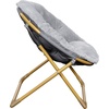 image:imageFlash Furniture Gwen Kids Cozy Mini Folding Saucer Chair  Navy Faux Fur Moon Chair  Soft Gold Metal Frame  23 Portable Folding Chair For Living Room or BedroomGraySoft Gold