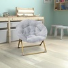 image:imageFlash Furniture Gwen Kids Cozy Mini Folding Saucer Chair  Navy Faux Fur Moon Chair  Soft Gold Metal Frame  23 Portable Folding Chair For Living Room or BedroomGraySoft Gold