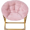 image:imageFlash Furniture Gwen Kids Cozy Mini Folding Saucer Chair  Navy Faux Fur Moon Chair  Soft Gold Metal Frame  23 Portable Folding Chair For Living Room or BedroomBlushSoft Gold