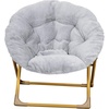 image:imageFlash Furniture Gwen Kids Cozy Mini Folding Saucer Chair  Navy Faux Fur Moon Chair  Soft Gold Metal Frame  23 Portable Folding Chair For Living Room or BedroomGraySoft Gold