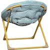 image:imageFlash Furniture Gwen Kids Cozy Mini Folding Saucer Chair  Navy Faux Fur Moon Chair  Soft Gold Metal Frame  23 Portable Folding Chair For Living Room or BedroomDusty AquaSoft Gold