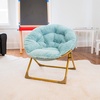 image:imageFlash Furniture Gwen Kids Cozy Mini Folding Saucer Chair  Navy Faux Fur Moon Chair  Soft Gold Metal Frame  23 Portable Folding Chair For Living Room or BedroomDusty AquaSoft Gold