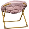 image:imageFlash Furniture Gwen Kids Cozy Mini Folding Saucer Chair  Navy Faux Fur Moon Chair  Soft Gold Metal Frame  23 Portable Folding Chair For Living Room or BedroomBlushSoft Gold