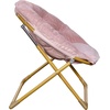 image:imageFlash Furniture Gwen Kids Cozy Mini Folding Saucer Chair  Navy Faux Fur Moon Chair  Soft Gold Metal Frame  23 Portable Folding Chair For Living Room or BedroomBlushSoft Gold