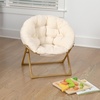 image:imageFlash Furniture Gwen Kids Cozy Mini Folding Saucer Chair  Navy Faux Fur Moon Chair  Soft Gold Metal Frame  23 Portable Folding Chair For Living Room or BedroomIvory Faux FurSoft Gold Frame