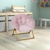 image:imageFlash Furniture Gwen Kids Cozy Mini Folding Saucer Chair  Navy Faux Fur Moon Chair  Soft Gold Metal Frame  23 Portable Folding Chair For Living Room or BedroomBlushSoft Gold