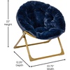 image:imageFlash Furniture Gwen Kids Cozy Mini Folding Saucer Chair  Navy Faux Fur Moon Chair  Soft Gold Metal Frame  23 Portable Folding Chair For Living Room or BedroomNavy Faux FurSoft Gold Frame