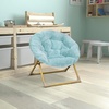 image:imageFlash Furniture Gwen Kids Cozy Mini Folding Saucer Chair  Navy Faux Fur Moon Chair  Soft Gold Metal Frame  23 Portable Folding Chair For Living Room or BedroomDusty AquaSoft Gold