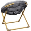 image:imageFlash Furniture Gwen Kids Cozy Mini Folding Saucer Chair  Navy Faux Fur Moon Chair  Soft Gold Metal Frame  23 Portable Folding Chair For Living Room or BedroomGraySoft Gold