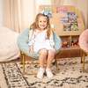 image:imageFlash Furniture Gwen Kids Cozy Mini Folding Saucer Chair  Navy Faux Fur Moon Chair  Soft Gold Metal Frame  23 Portable Folding Chair For Living Room or BedroomDusty AquaSoft Gold