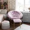 image:imageFlash Furniture Gwen Oversize Folding Saucer Chair  Ivory Sherpa Faux Fur Moon Chair  Soft Gold Metal Frame  38 Portable Folding Chair  for Dorm and BedroomDusty Purple FabricSoft Gold Frame