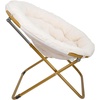 image:imageFlash Furniture Gwen Oversize Folding Saucer Chair  Ivory Sherpa Faux Fur Moon Chair  Soft Gold Metal Frame  38 Portable Folding Chair  for Dorm and BedroomIvorySoft Gold