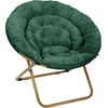 image:imageFlash Furniture Gwen Oversize Folding Saucer Chair  Ivory Sherpa Faux Fur Moon Chair  Soft Gold Metal Frame  38 Portable Folding Chair  for Dorm and BedroomEmerald FabricSoft Gold Frame