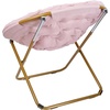 image:imageFlash Furniture Gwen Oversize Folding Saucer Chair  Ivory Sherpa Faux Fur Moon Chair  Soft Gold Metal Frame  38 Portable Folding Chair  for Dorm and BedroomBlushSoft Gold