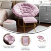 image:imageFlash Furniture Gwen Oversize Folding Saucer Chair  Ivory Sherpa Faux Fur Moon Chair  Soft Gold Metal Frame  38 Portable Folding Chair  for Dorm and BedroomDusty Purple FabricSoft Gold Frame