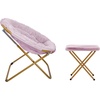 image:imageFlash Furniture Gwen Oversize Folding Saucer Chair  Ivory Sherpa Faux Fur Moon Chair  Soft Gold Metal Frame  38 Portable Folding Chair  for Dorm and BedroomDusty Purple FabricSoft Gold Frame