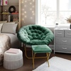 image:imageFlash Furniture Gwen Oversize Folding Saucer Chair  Ivory Sherpa Faux Fur Moon Chair  Soft Gold Metal Frame  38 Portable Folding Chair  for Dorm and BedroomEmerald FabricSoft Gold Frame