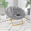 image:imageFlash Furniture Gwen Oversize Folding Saucer Chair  Ivory Sherpa Faux Fur Moon Chair  Soft Gold Metal Frame  38 Portable Folding Chair  for Dorm and BedroomGraySoft Gold