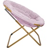 image:imageFlash Furniture Gwen Oversize Folding Saucer Chair  Ivory Sherpa Faux Fur Moon Chair  Soft Gold Metal Frame  38 Portable Folding Chair  for Dorm and BedroomDusty Purple Fabric Soft Gold