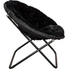 image:imageFlash Furniture Gwen Oversize Folding Saucer Chair  Ivory Sherpa Faux Fur Moon Chair  Soft Gold Metal Frame  38 Portable Folding Chair  for Dorm and BedroomBlackBlack