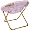 image:imageFlash Furniture Gwen Oversize Folding Saucer Chair  Ivory Sherpa Faux Fur Moon Chair  Soft Gold Metal Frame  38 Portable Folding Chair  for Dorm and BedroomDusty Purple Fabric Soft Gold