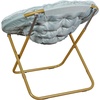 image:imageFlash Furniture Gwen Oversize Folding Saucer Chair  Ivory Sherpa Faux Fur Moon Chair  Soft Gold Metal Frame  38 Portable Folding Chair  for Dorm and BedroomDusty AquaSoft Gold
