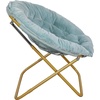 image:imageFlash Furniture Gwen Oversize Folding Saucer Chair  Ivory Sherpa Faux Fur Moon Chair  Soft Gold Metal Frame  38 Portable Folding Chair  for Dorm and BedroomDusty AquaSoft Gold