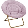 image:imageFlash Furniture Gwen Oversize Folding Saucer Chair  Ivory Sherpa Faux Fur Moon Chair  Soft Gold Metal Frame  38 Portable Folding Chair  for Dorm and BedroomDusty Purple FabricSoft Gold Frame