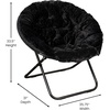 image:imageFlash Furniture Gwen Oversize Folding Saucer Chair  Ivory Sherpa Faux Fur Moon Chair  Soft Gold Metal Frame  38 Portable Folding Chair  for Dorm and BedroomBlack FabricBlack Frame