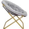 image:imageFlash Furniture Gwen Oversize Folding Saucer Chair  Ivory Sherpa Faux Fur Moon Chair  Soft Gold Metal Frame  38 Portable Folding Chair  for Dorm and BedroomGraySoft Gold