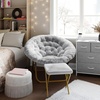 image:imageFlash Furniture Gwen Oversize Folding Saucer Chair  Ivory Sherpa Faux Fur Moon Chair  Soft Gold Metal Frame  38 Portable Folding Chair  for Dorm and BedroomGray FabricSoft Gold Frame