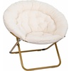 image:imageFlash Furniture Gwen Oversize Folding Saucer Chair  Ivory Sherpa Faux Fur Moon Chair  Soft Gold Metal Frame  38 Portable Folding Chair  for Dorm and BedroomIvory Faux Shearling FabricSoft Gold Frame