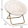 image:imageFlash Furniture Gwen Oversize Folding Saucer Chair  Ivory Sherpa Faux Fur Moon Chair  Soft Gold Metal Frame  38 Portable Folding Chair  for Dorm and BedroomIvorySoft Gold